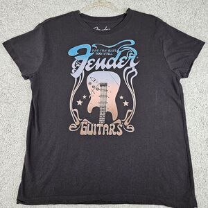 Fender Guitar Women Size M Tee T Shirt Gray Grey Short Sleeve Rock‎ Music